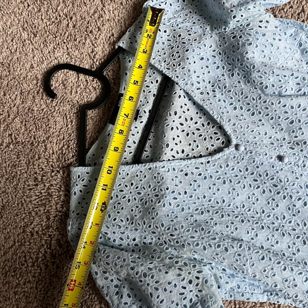 Aqua Light Blue Eyelet Midi Dress - Picture 12 of 16